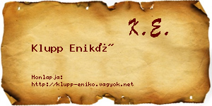 Klupp Enikő névjegykártya